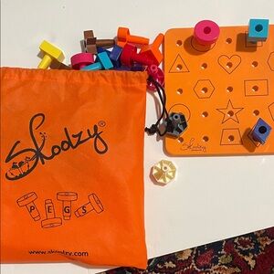 Orange Shape Sorting Board for Kids 8”x8” soft peg board, pegs!